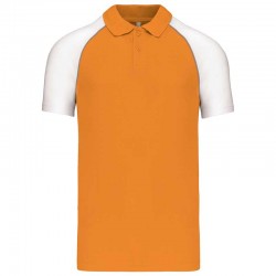 Polo Baseball Bicolore Orange et Blanc